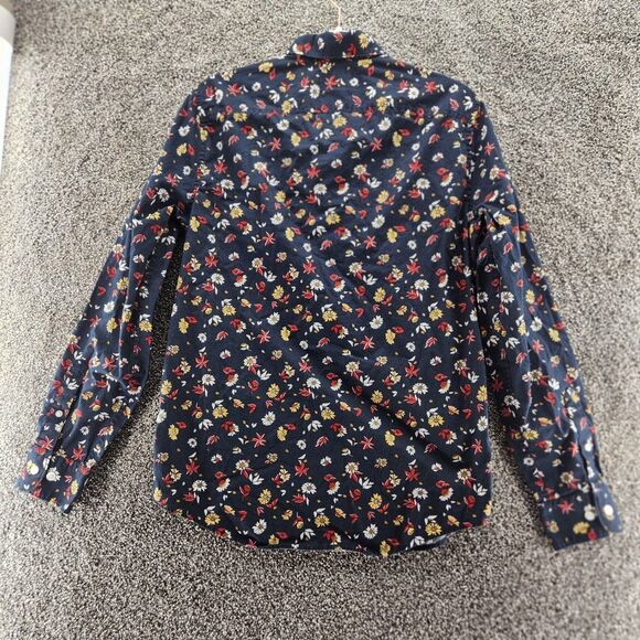 Penguin small blue floral long sleeve button up blouse - Picture 8 of 8